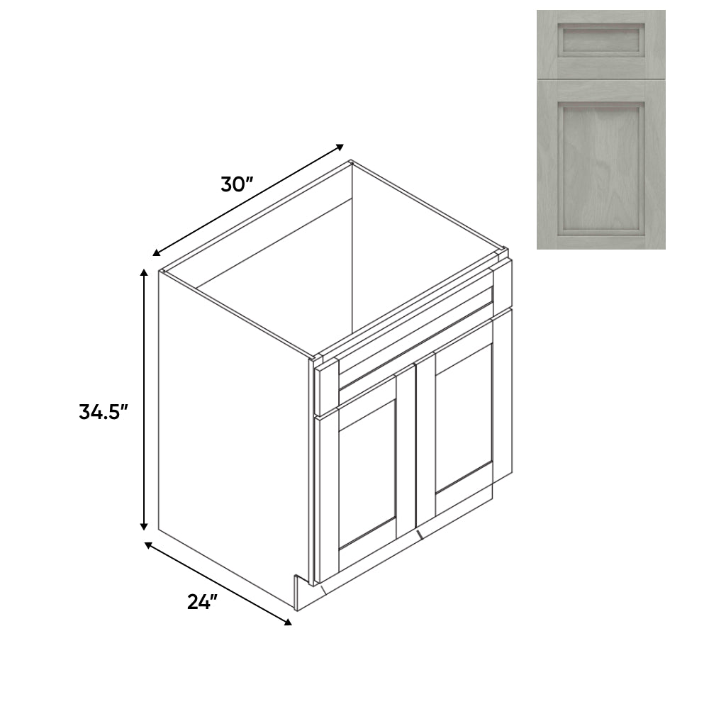 RTA - Havana Plata - 30"W - Sink Base 2 Door with 1 Drawer Face - 30"W x 34.5"H x 24"D - HAP-SB30