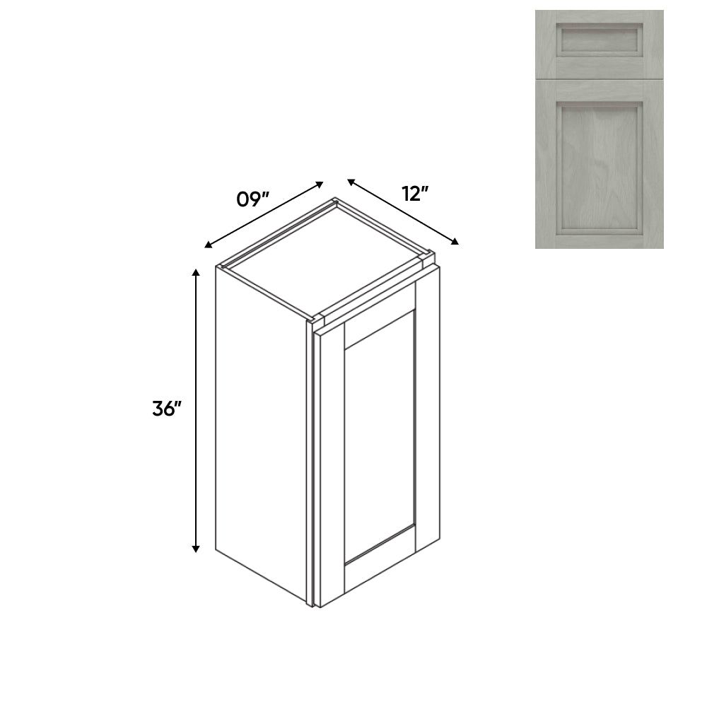 RTA - Havana Plata - Wall High Cabinets with 1 Door 2 Shelf - 09"W x 36"H x 12"D - HAP-W0936