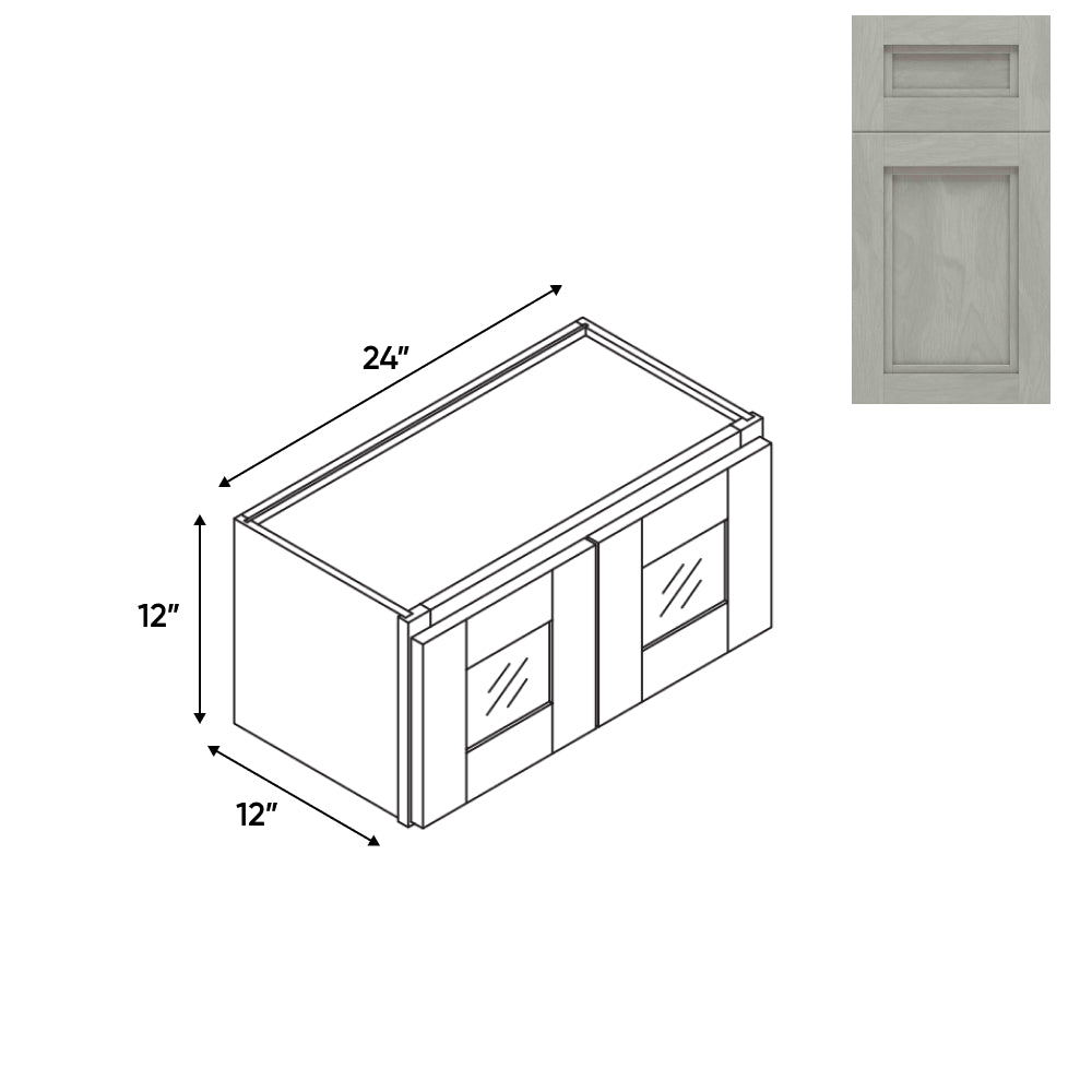 RTA - Havana Plata - 24"W - Stack Up Wall Cabinet with Two Glass Door - 24"W x 12"H x 12"D - HAP-W2412GD