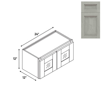 RTA - Havana Plata - 24"W - Stack Up Wall Cabinet with Two Glass Door - 24"W x 12"H x 12"D - HAP-W2412GD