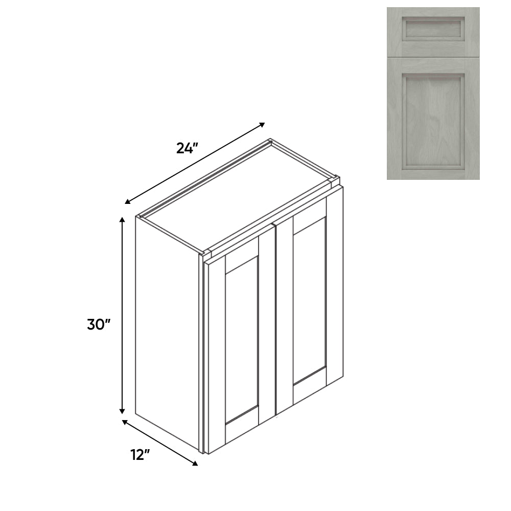 RTA - Havana Plata - Wall High Cabinets with 2 Door 2 Shelf - 24"W x 30"H x 12"D - HAP-W2430