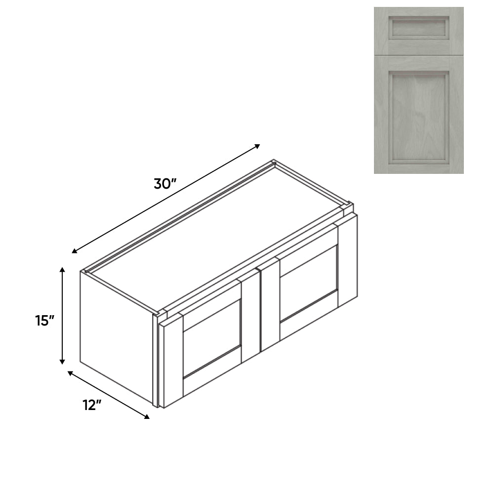 RTA - Havana Plata - Wall High Cabinets with 2 Door - 30"W x 15"H x 12"D - HAP-W3015