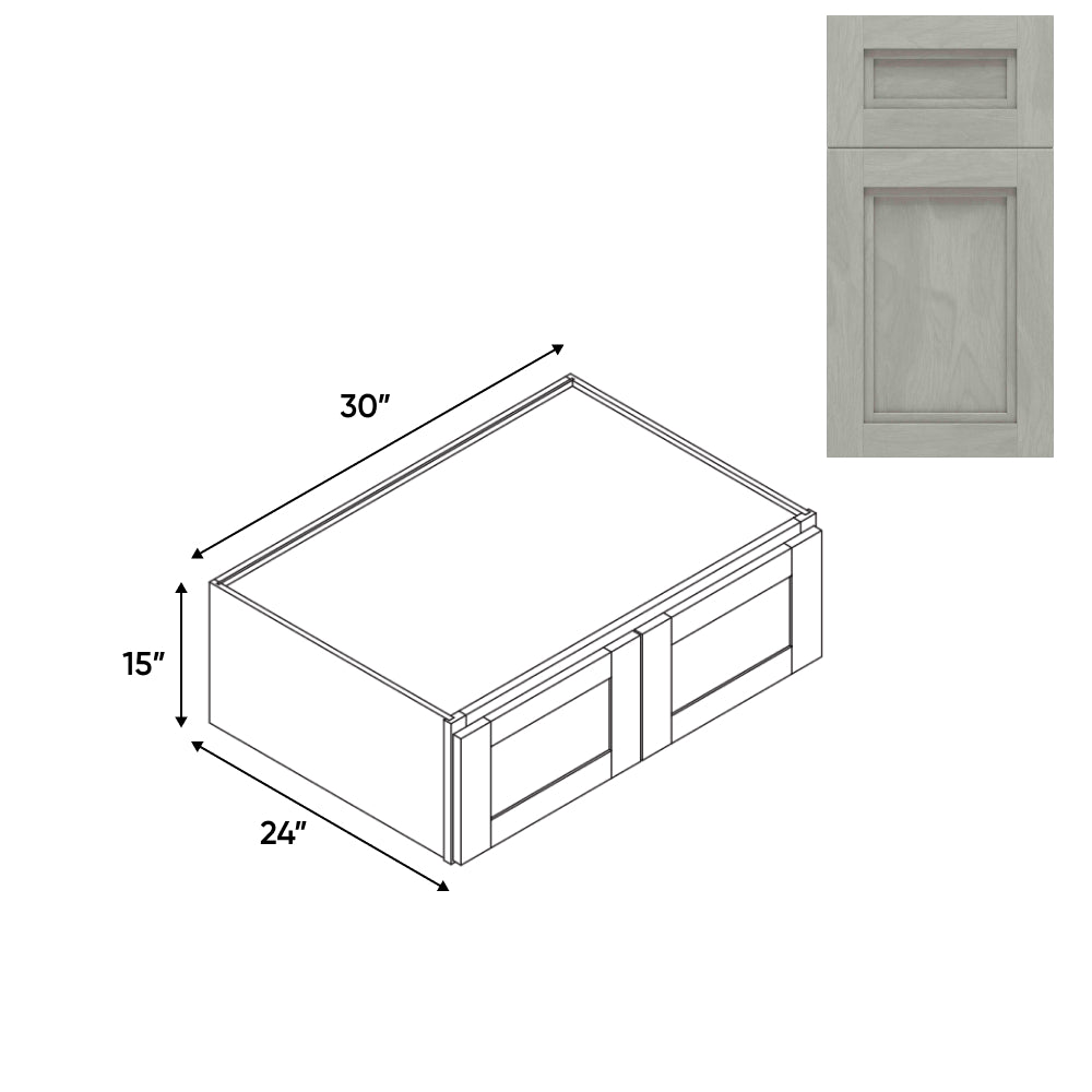 RTA - Havana Plata - Wall High Cabinets with 2 Door - 30"W x 15"H x 24"D - HAP-W301524