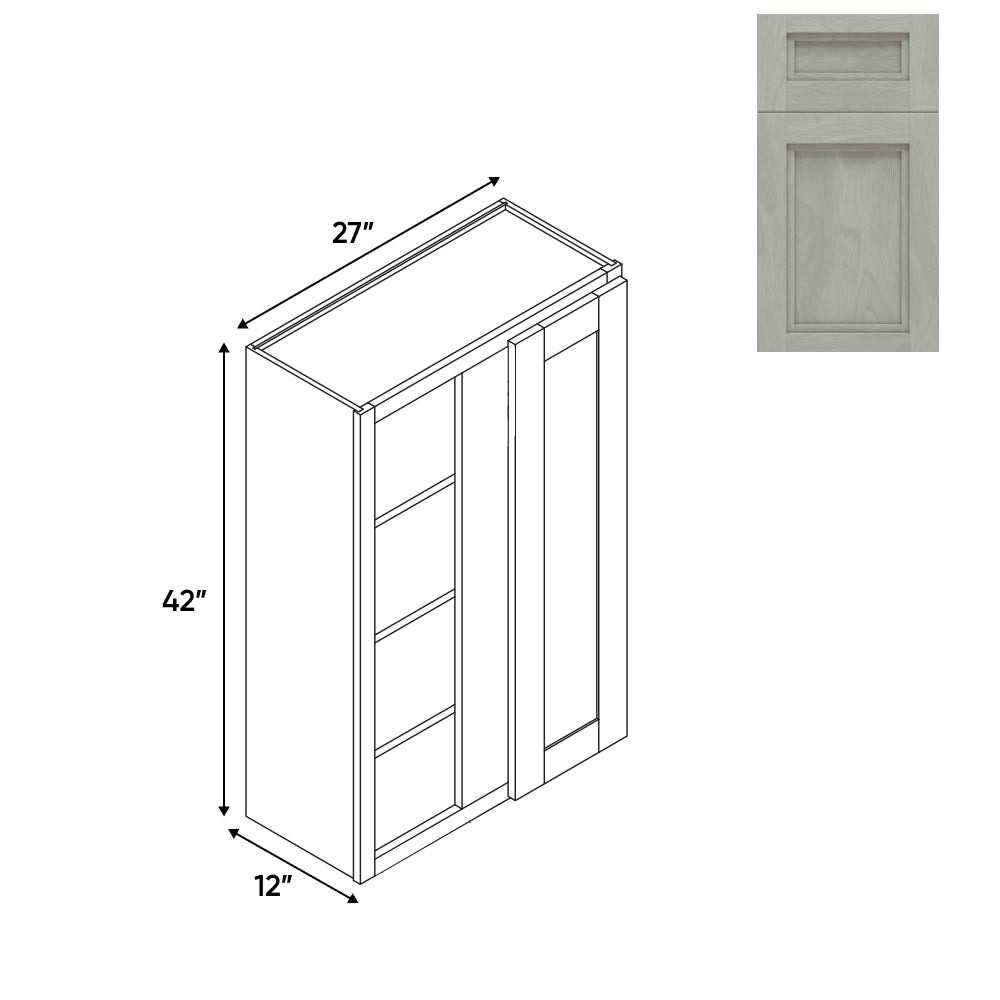 RTA - Havana Plata - Wall Blinder Corner - 1 Door 2 Shelf - 27"W x 42H" x 12"D - HAP-WBC2742