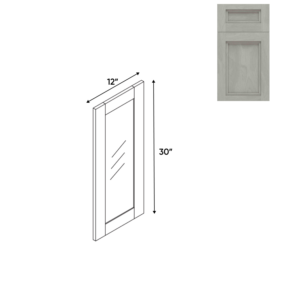 RTA - Havana Plata - Wall Molding Glass Door with 1 Door - 12"W x 30"H x 0.75"D - HAP-WMD1230GD