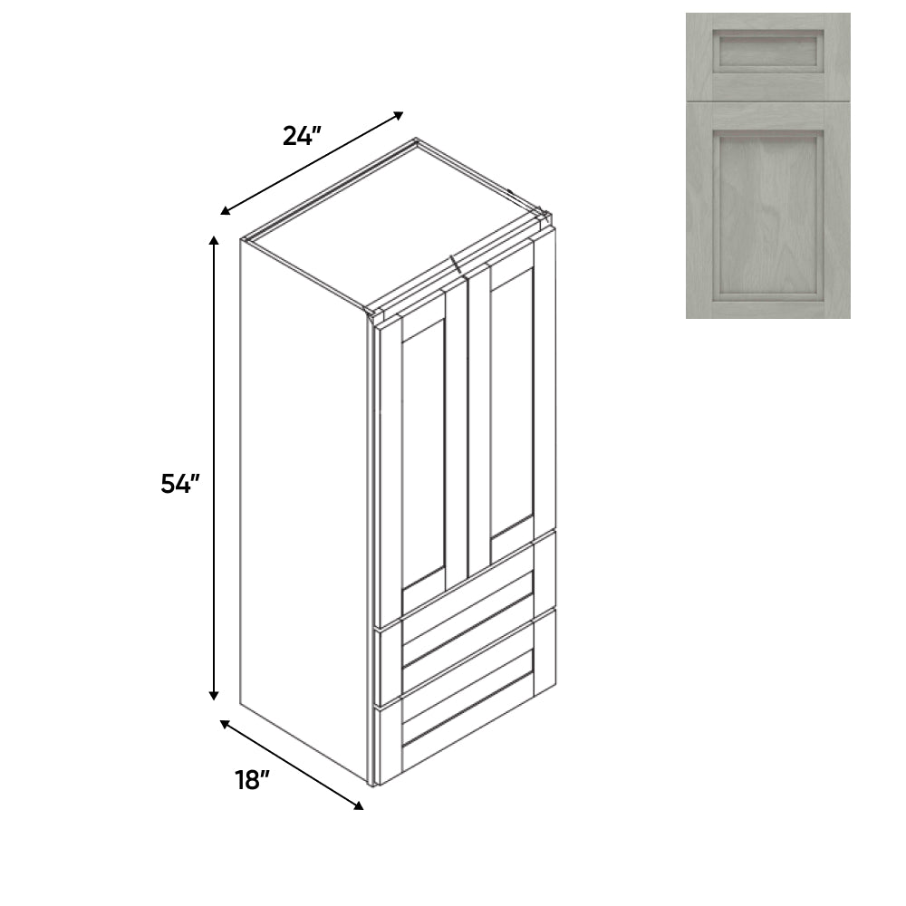 RTA - Havana Plata - Wall Pantry Drawer Cabinet - 24"W x 54"H x 18"D - HAP-WPDC245418