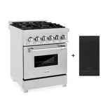 ZLINE 24 in. 2.8 cu. ft. Legacy Dual Fuel Range with 4 Burner Gas Cooktop and Electric Convection Oven in Satin Stainless Steel with Griddle (RAS-SN-GR-24)