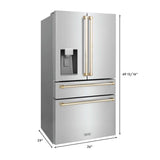 ZLINE Autograph Edition 30 in. Kitchen Package with Stainless Steel Dual Fuel Range, Range Hood, Dishwasher, and Refrigerator with External Water Dispenser with Polished Gold Accents (4AKPR-RARHDWM30-G)
