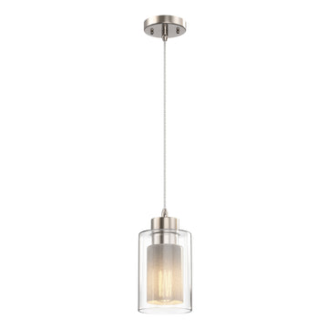 8W Cylinder Shape LED Pendant Light, Brushed Nickel Finish, 4000K (Cool White), 500 Lumens, ETL Listed