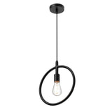 Matte Black Ring Shape Pendant Light Fixture, E26 Base, UL Listed for Dry Location, Fixture Size: D12 x H13.5 Inch