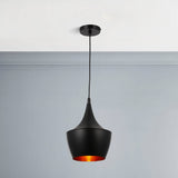 Matte Black Pendant Light Fixture, Gourd style, E26 Base, Steel Body, UL Listed