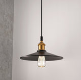 Industrial Style Matte Black Pendant Light Fixture, E26 Base, Antique Brass and Matte Black Finish, UL Listed