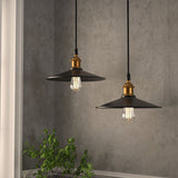 Industrial Style Matte Black Pendant Light Fixture, E26 Base, Antique Brass and Matte Black Finish, UL Listed