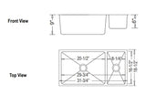 Radial Rendition - 18 Gauge Stainless Steel - 31 3/4" x 18 1/2" x 9" 60/30 Dual Basin