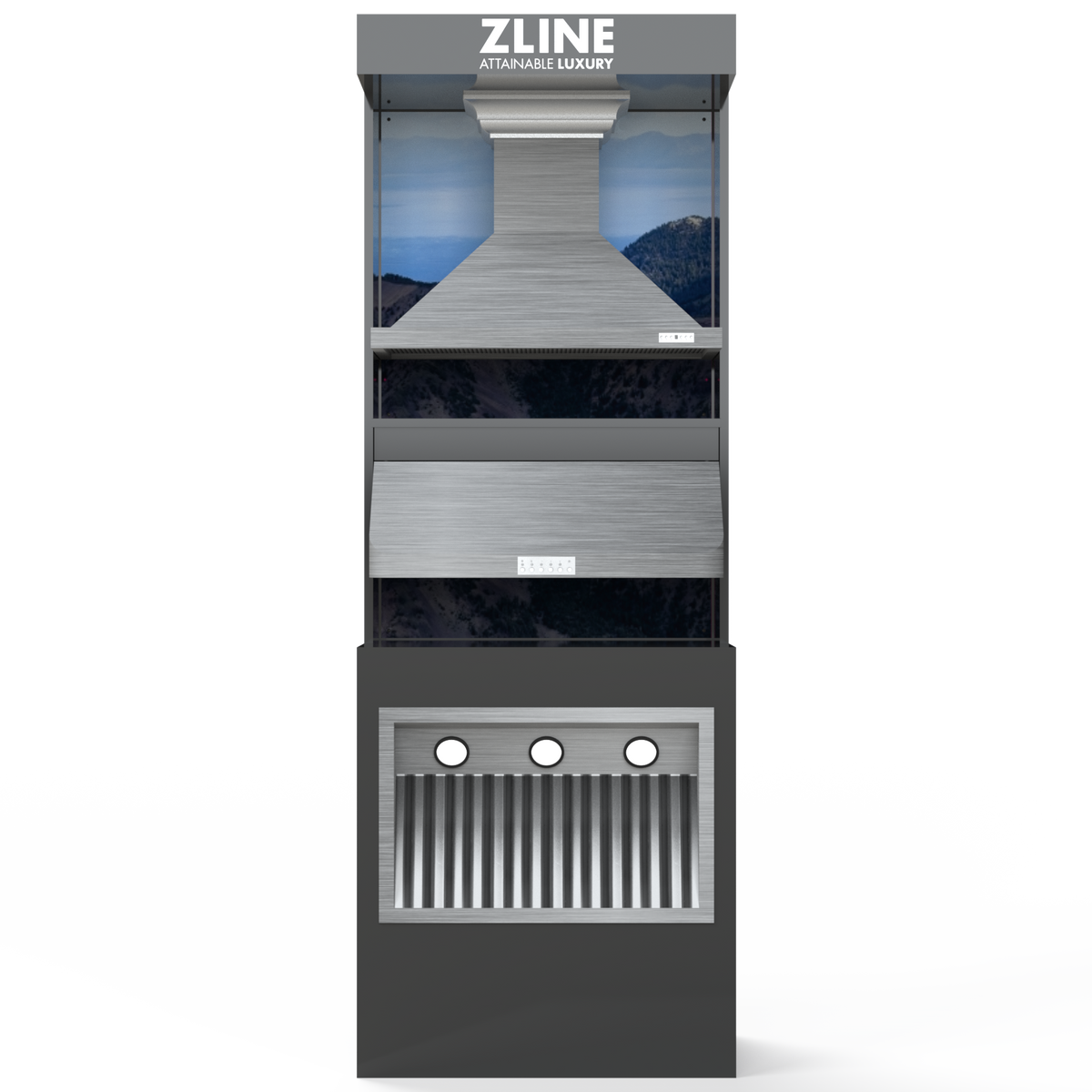 ZLINE Hood Stack with a stainless steel wall mount range hood, range h ...