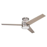 Ranger 52" In. Silver/Wood 3 Blade Smart Ceiling Fan with LED Light Kit Works with Wall control, Wi-Fi apps and Voice control via Google Assistant/Alexa/Siri