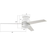 Ranger 52" In. White/White 3 Blade Smart Ceiling Fan with LED Light Kit Works with Wall control, Wi-Fi apps and Voice control via Google Assistant/Alexa/Siri