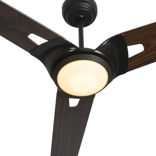 Innovator Black/Dark Wood Pattern/Wood 3 Blade Smart Ceiling Fan with Dimmable LED Light Kit Works with Remote Control, Wi-Fi apps and Voice control via Google Assistant/Alexa/Siri