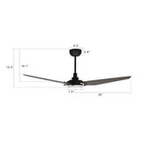 Trailblazer Black/Dark Wood 3 Blade Smart Ceiling Fan with Dimmable LED Light Kit Works with Remote Control, Wi-Fi apps and Voice control via Google Assistant/Alexa/Siri