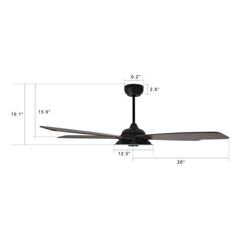 Striker Black/Dark Wood 5 Blade Smart Ceiling Fan with Dimmable LED Light Kit Works with Remote Control, Wi-Fi apps and Voice control via Google Assistant/Alexa/Siri