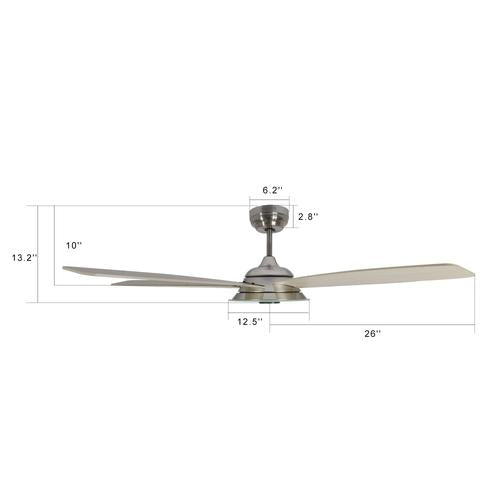 Striker Silver/Wood 5 Blade Smart Ceiling Fan with Dimmable LED Light Kit Works with Remote Control, Wi-Fi apps and Voice control via Google Assistant/Alexa/Siri