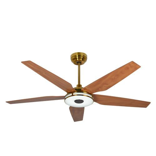 Smart Gold/Wood 5 Blade Smart Ceiling Fan with Dimmable LED Light Kit Works with Remote Control, Wi-Fi apps and Voice control via Google Assistant/Alexa/Siri