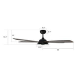 Striker Black/Dark Wood 5 Blade Smart Ceiling Fan with Dimmable LED Light Kit Works with Remote Control, Wi-Fi apps and Voice control via Google Assistant/Alexa/Siri