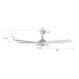 Striker White/White marble 5 Blade Smart Ceiling Fan with Dimmable LED Light Kit Works with Remote Control, Wi-Fi apps and Voice control via Google Assistant/Alexa/Siri