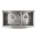 ZLINE 36 in. Courchevel Farmhouse Apron Mount Double Bowl Stainless Steel Kitchen Sink with Bottom Grid (SA60D-36)