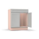 Liberty Shaker Ashen - 30 Inch Sink Base Cabinet - 30" Width x 34.5" Height x 24" Depth