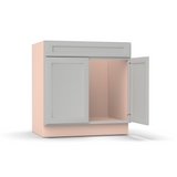Liberty Shaker Ashen - 33 Inch Sink Base Cabinet - 33" Width x 34.5" Height x 24" Depth