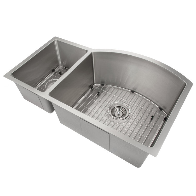 ZLINE 33 in. Aspen Undermount Double Bowl Stainless Steel Kitchen Sink with Bottom Grid (SC30D-33)