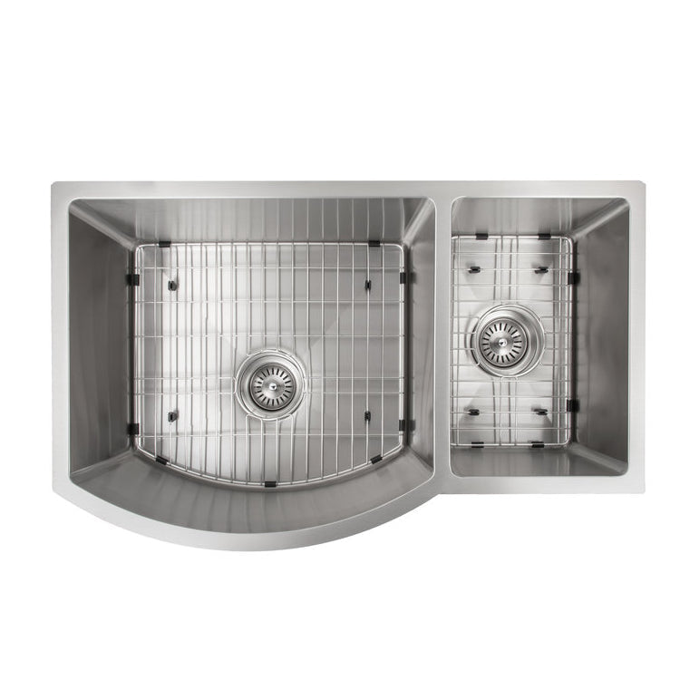 ZLINE 33 in. Aspen Undermount Double Bowl Stainless Steel Kitchen Sink with Bottom Grid (SC30D-33)