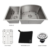 ZLINE 33 in. Aspen Undermount Double Bowl Stainless Steel Kitchen Sink with Bottom Grid (SC30D-33)