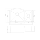ZLINE 33 In. Under Mount Sink in Stainless Steel (Double Bowl) (SC70D-33)