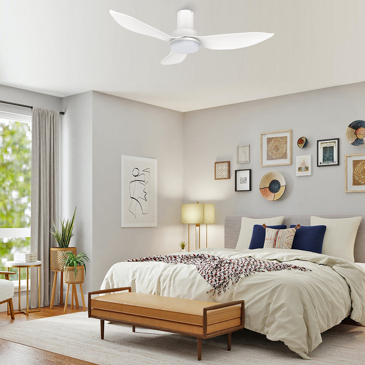 RYNA 36 In 3 Blade Smart Ceiling Fan With Integrated LED Lights With Google Home
