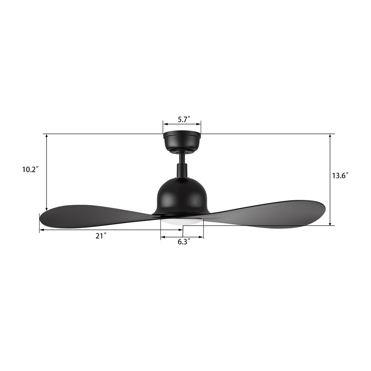 MAKO 52 In 2 Blade Smart Ceiling Fan With Integrated LED Lights With Google Home