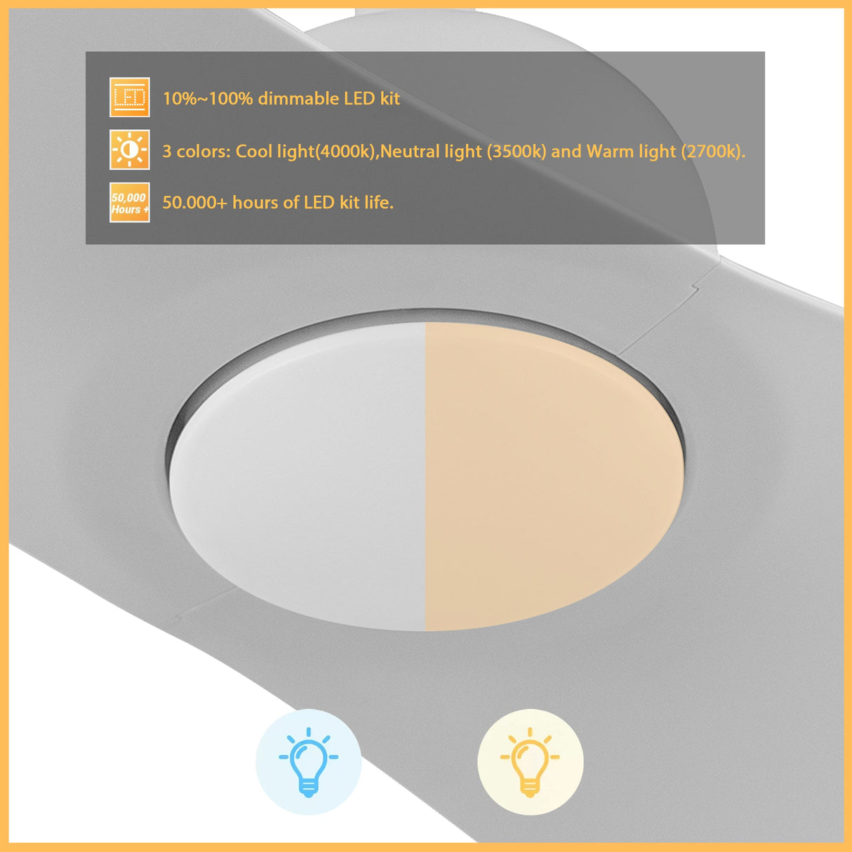 MAKO 52 In 2 Blade Smart Ceiling Fan With Integrated LED Lights With Google Home