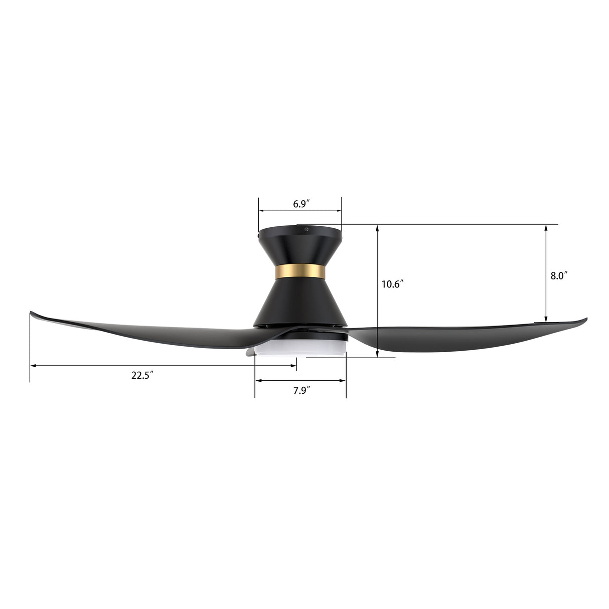 RYATT 45 In 3 Blade Smart Ceiling Fan With Integrated LED Lights With Google Home