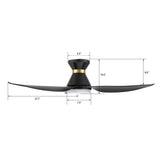 RYATT 45 In 3 Blade Smart Ceiling Fan With Integrated LED Lights With Google Home