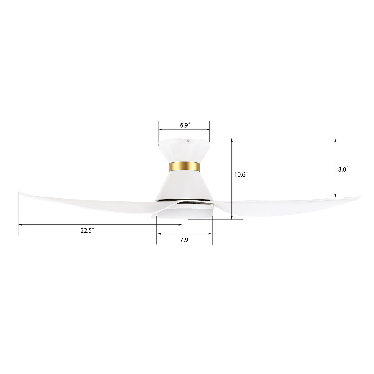 RYATT 45 In 3 Blade Smart Ceiling Fan With Integrated LED Lights With Google Home