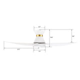 RYATT 45 In 3 Blade Smart Ceiling Fan With Integrated LED Lights With Google Home