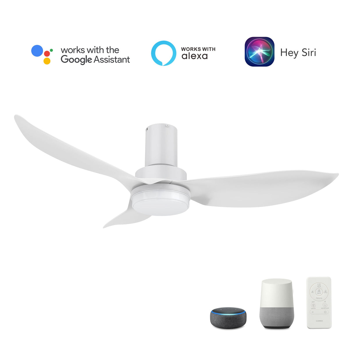 RYNA 45 In 3 Blade Smart Ceiling Fan With Integrated LED Lights With Google Home