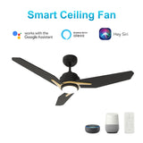 CALEN 48 In 3 Blade Smart Ceiling Fan With Integrated LED Lights With Google Home