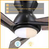 CALEN 48 inch 3-Blade Flush Mount Smart Ceiling Fan with LED Light & Remote