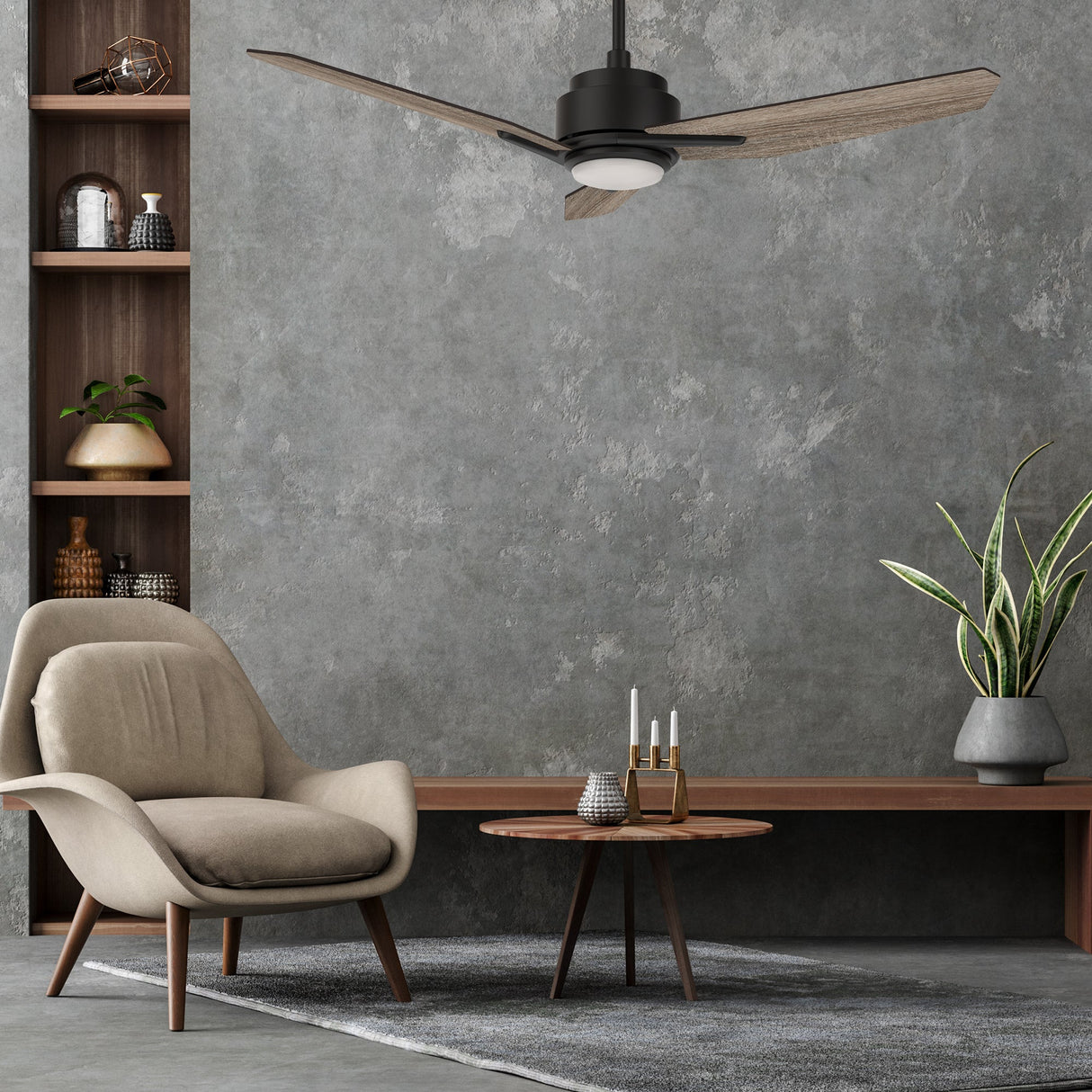 CALEN 48 In 3 Blade Smart Ceiling Fan With Integrated LED Lights With Google Home