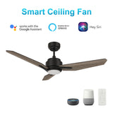 CALEN 48 In 3 Blade Smart Ceiling Fan With Integrated LED Lights With Google Home