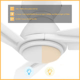 CALEN 48 inch 3-Blade Flush Mount Smart Ceiling Fan with LED Light & Remote