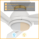 CALEN 48 inch 3-Blade Flush Mount Smart Ceiling Fan with LED Light & Remote