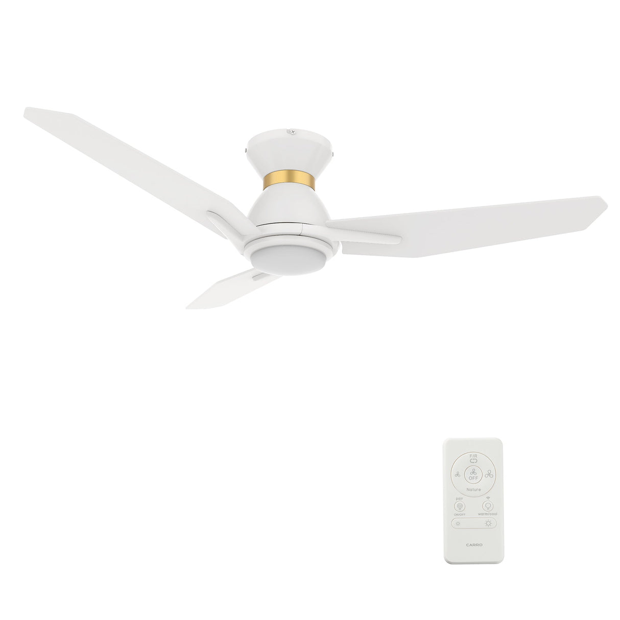 CALEN 48 inch 3-Blade Flush Mount Smart Ceiling Fan with LED Light & Remote